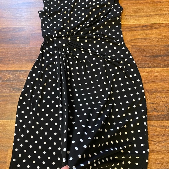 DRESS BARN black and white polka dot wrap casual dress/size 4 - Picture 4 of 6